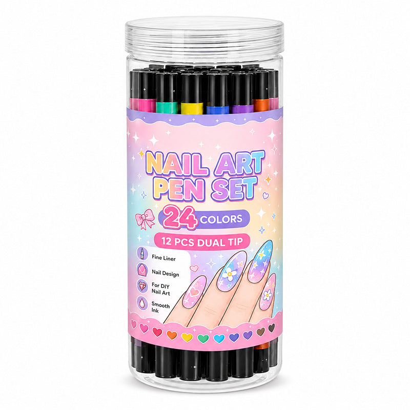 NailSketch – ⏳⏰ 24-Color Dual-Ended Nail Art Pen Set 🪄🎨