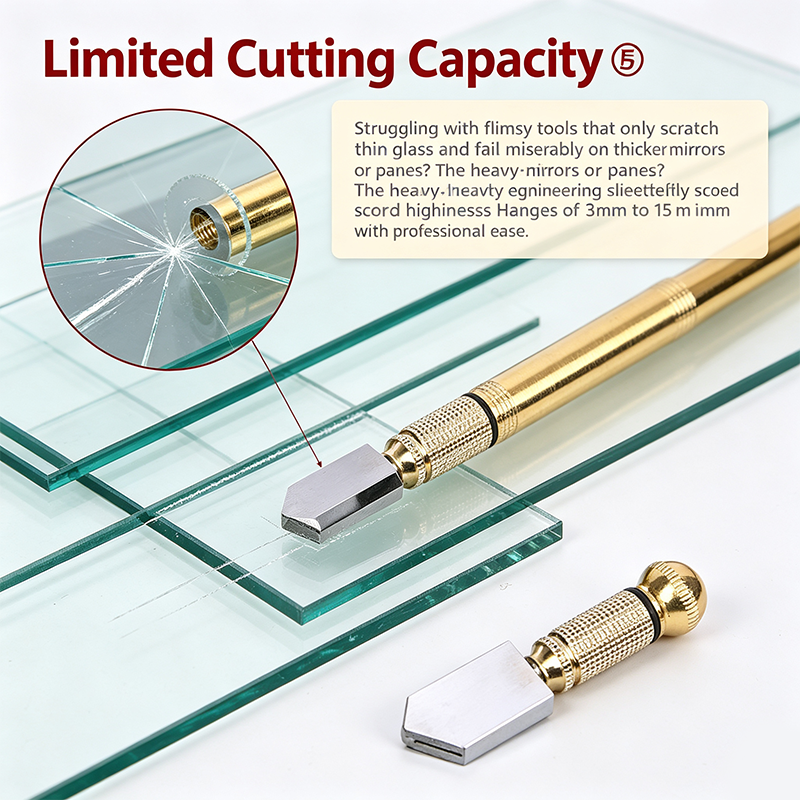 GlassGlide – Diamond Head Glass Cutter for 3–15mm Glass & Mirrors, Heavy-Duty Steel Blade🛠️