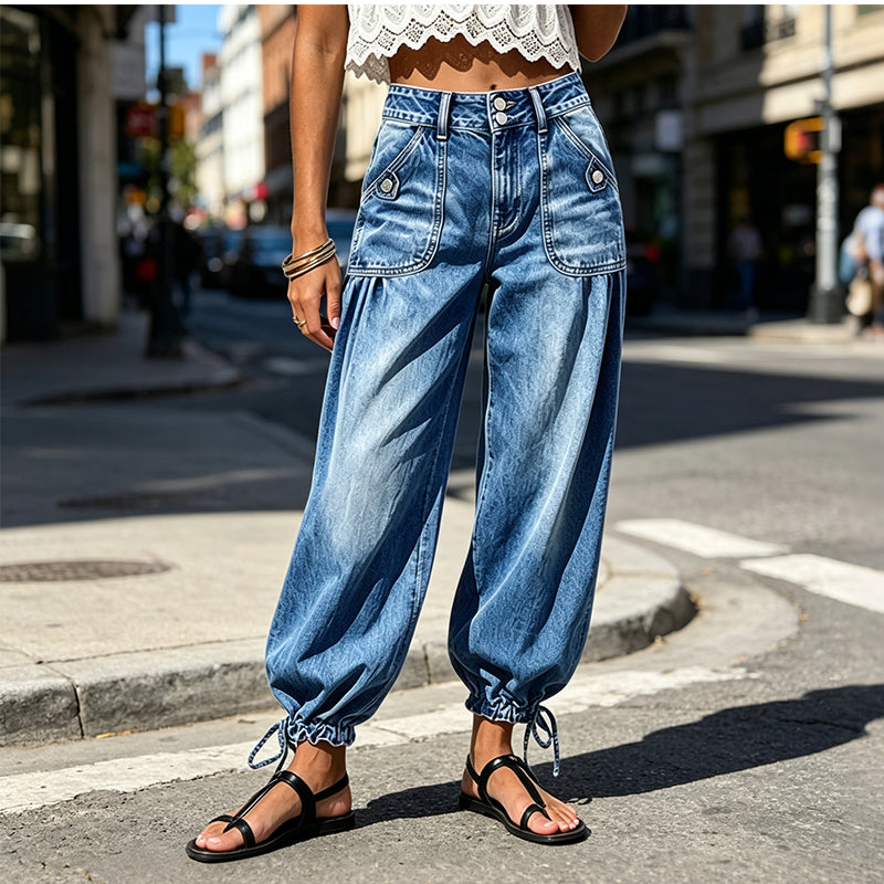 ✨BarrelEase – Women's High Waisted Stretchy Barrel Jeans