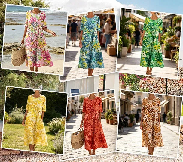 BloomWash – Watercolor Floral Milk Silk Dress