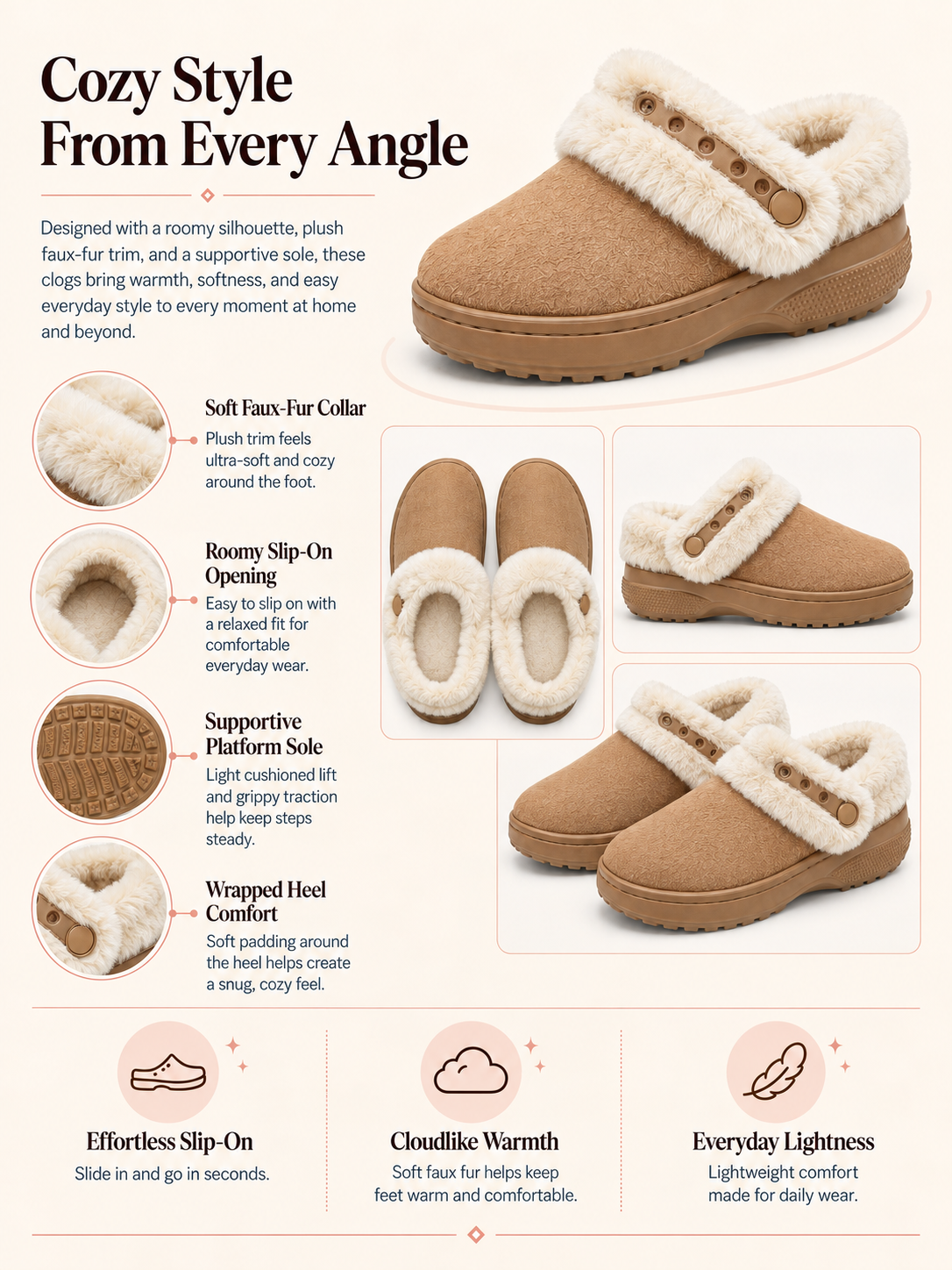 SnuggleClog – Women's Furry Lined Fuzzy Clog Slippers