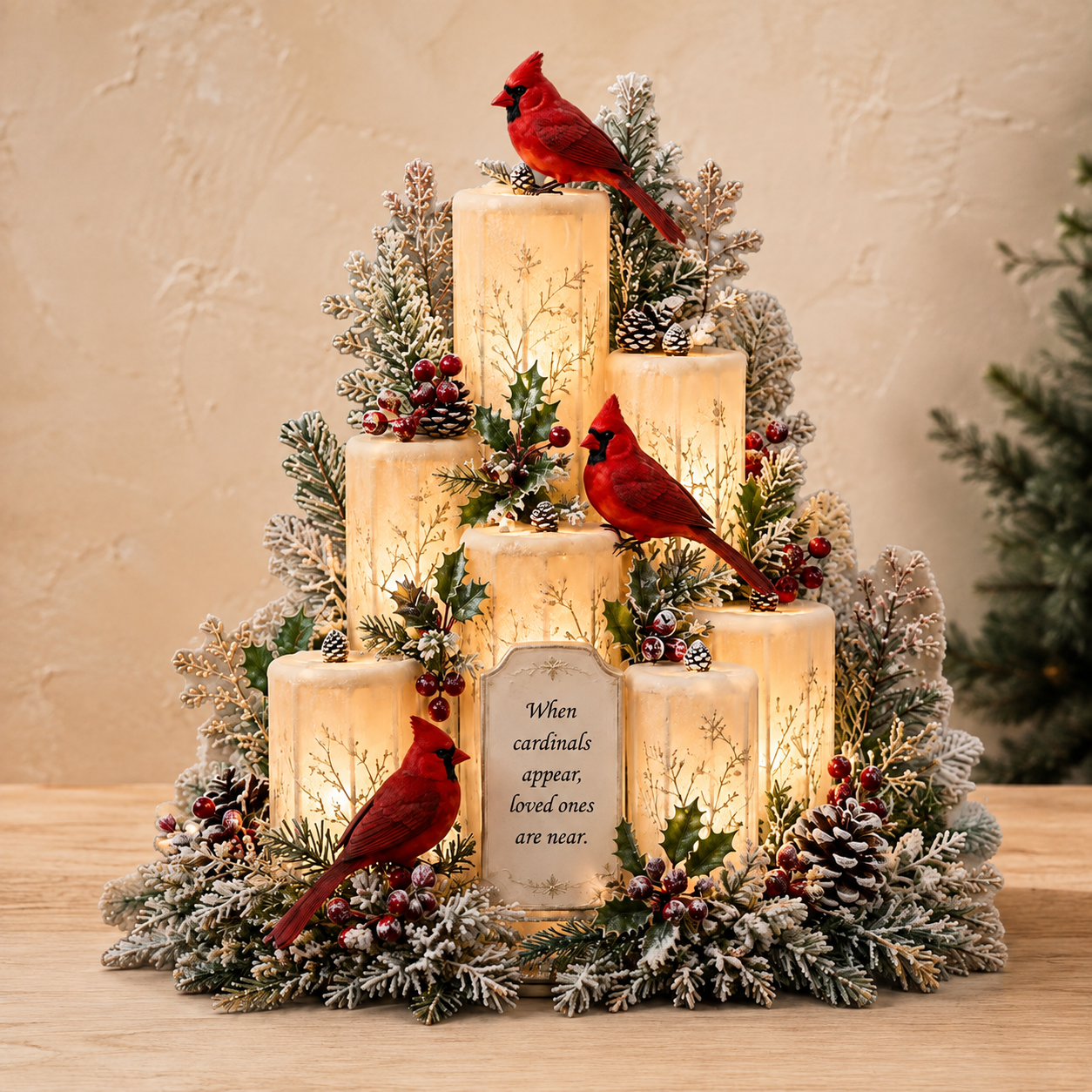 CardinalGlow – Memorial LED Candle Centerpiece