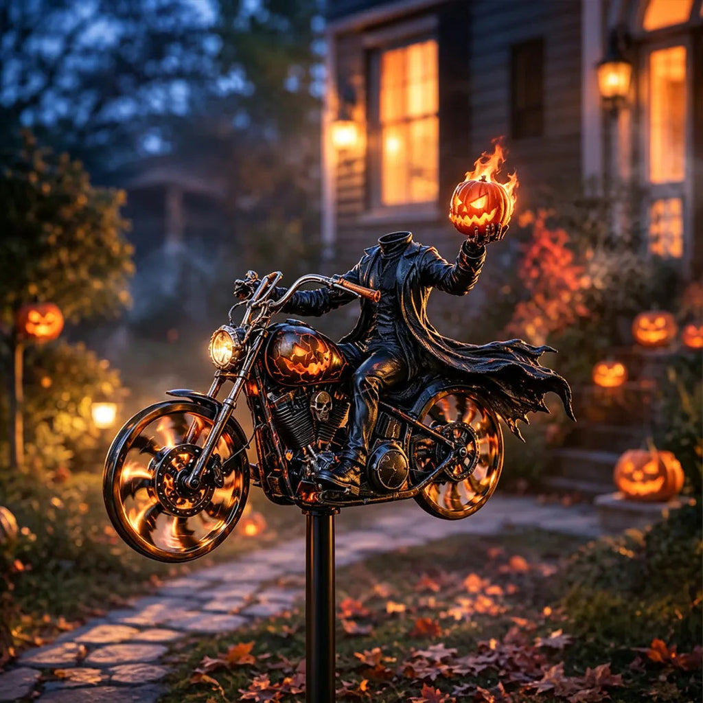 SpookRider – 🔥 Halloween Motorcycle Windmill Yard Stake 🎃🏍️