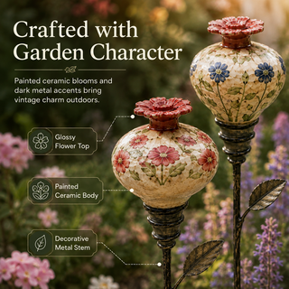 NectarCharm – Vintage Ceramic Hummingbird Feeder Garden Stake