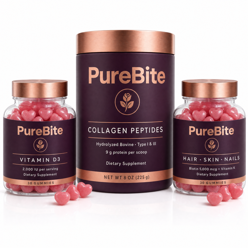 GlowTrio – Collagen Peptides, Hair · Skin · Nails & Vitamin D3 Beauty Bundle