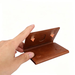 FoldMate – Tri-Fold MagSafe Leather Card Holder & Phone Kickstand