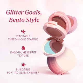 TrioGlow – Cream-to-Powder Stackable Eyeshadow Trio with Built-in Mirror