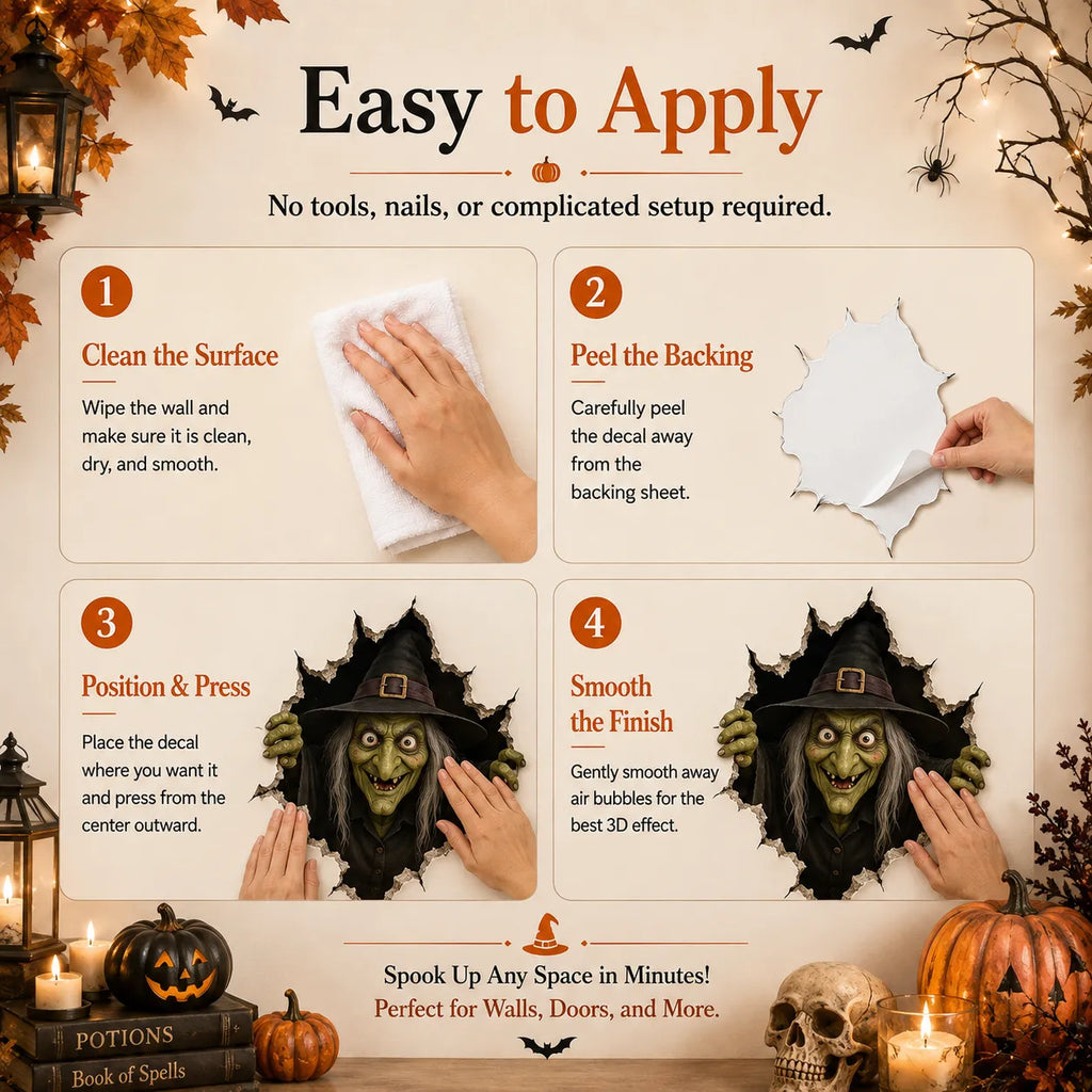 3D Witch Break Through Wall Decal