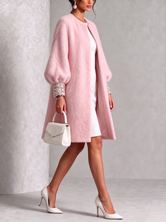 GlimmerCuff – 🤲⏰ Cozy Fuzzy Open-Front Coat with Shiny Cuffs