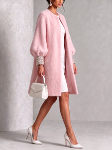 GlimmerCuff – 🤲⏰ Cozy Fuzzy Open-Front Coat with Shiny Cuffs