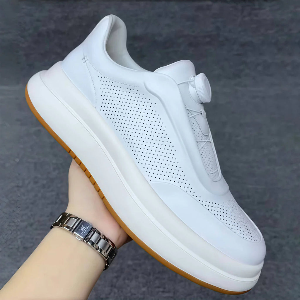 DialStride – Genuine Leather Round-Toe Casual Sneakers