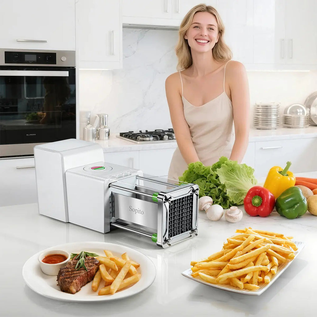 SpudSlice – ⭐ Stainless Steel Electric Vegetable Potato Cutter Machine 🍟