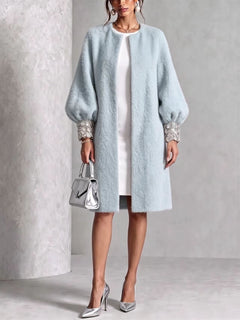 GlimmerCuff – 🤲⏰ Cozy Fuzzy Open-Front Coat with Shiny Cuffs