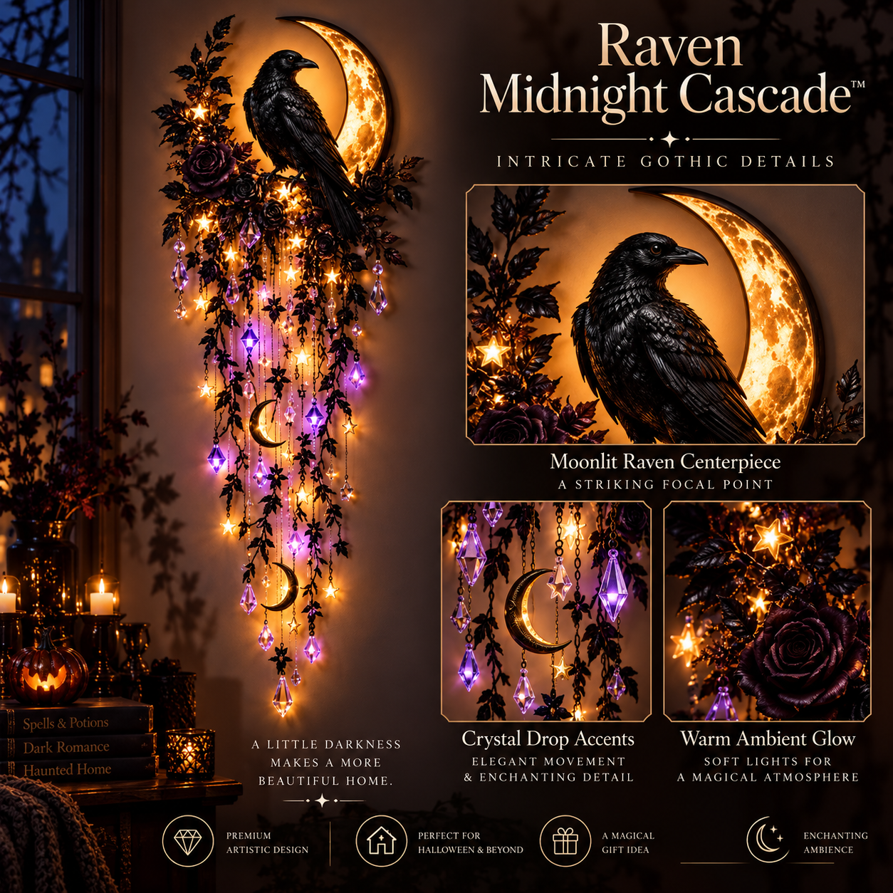 MoonlitCascade – ✨✨ Elegant Halloween Cascade Wall Light