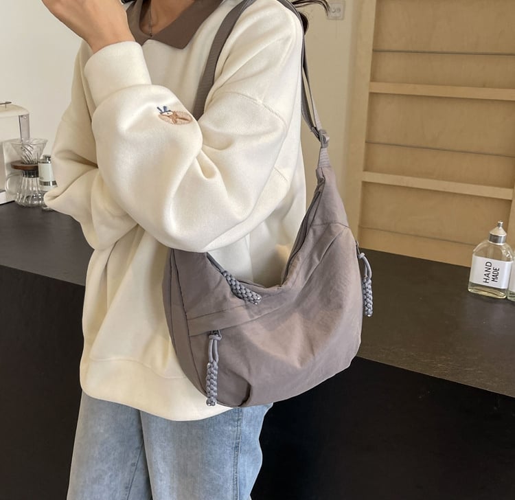 CrescentCarry – 🏆👜 Women's Plain-Color Nylon Crossbody Hobo Bag