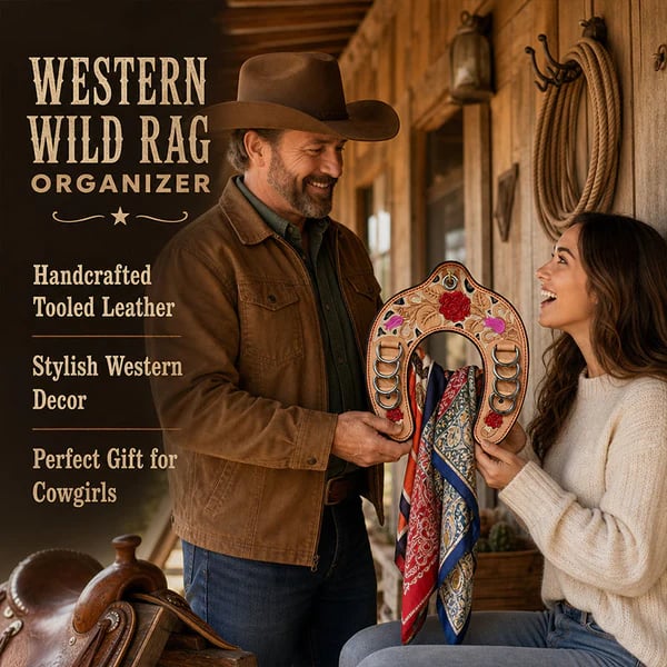 RagShoe – 🔥 Handcrafted Leather Horseshoe Wild Rag Holder | Western Scarf & Bandana Organizer 📦