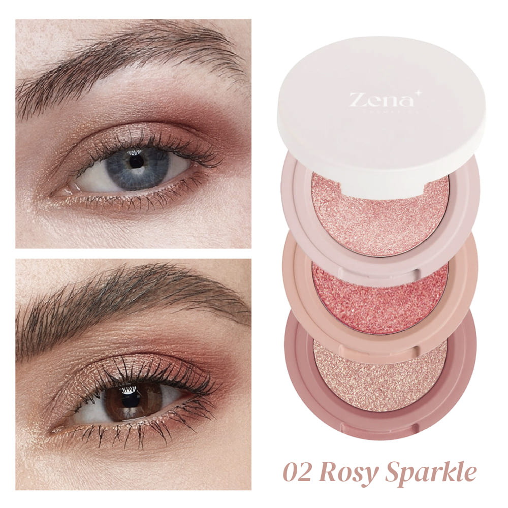 TrioGlow – Cream-to-Powder Stackable Eyeshadow Trio with Built-in Mirror