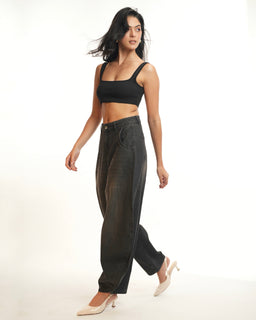 BarrelBloom – High-Rise Barrel Cut Wide-Leg Denim