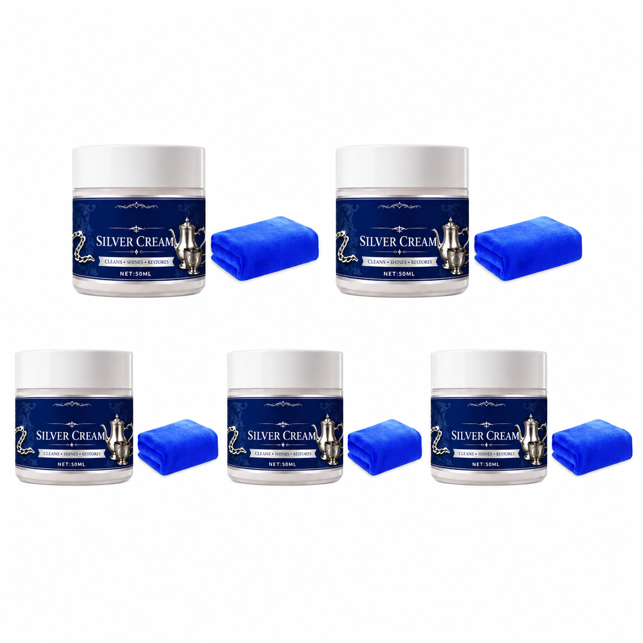 SilverRevive – Professional Instant-Restoration Silver Polishing Cream with Towel