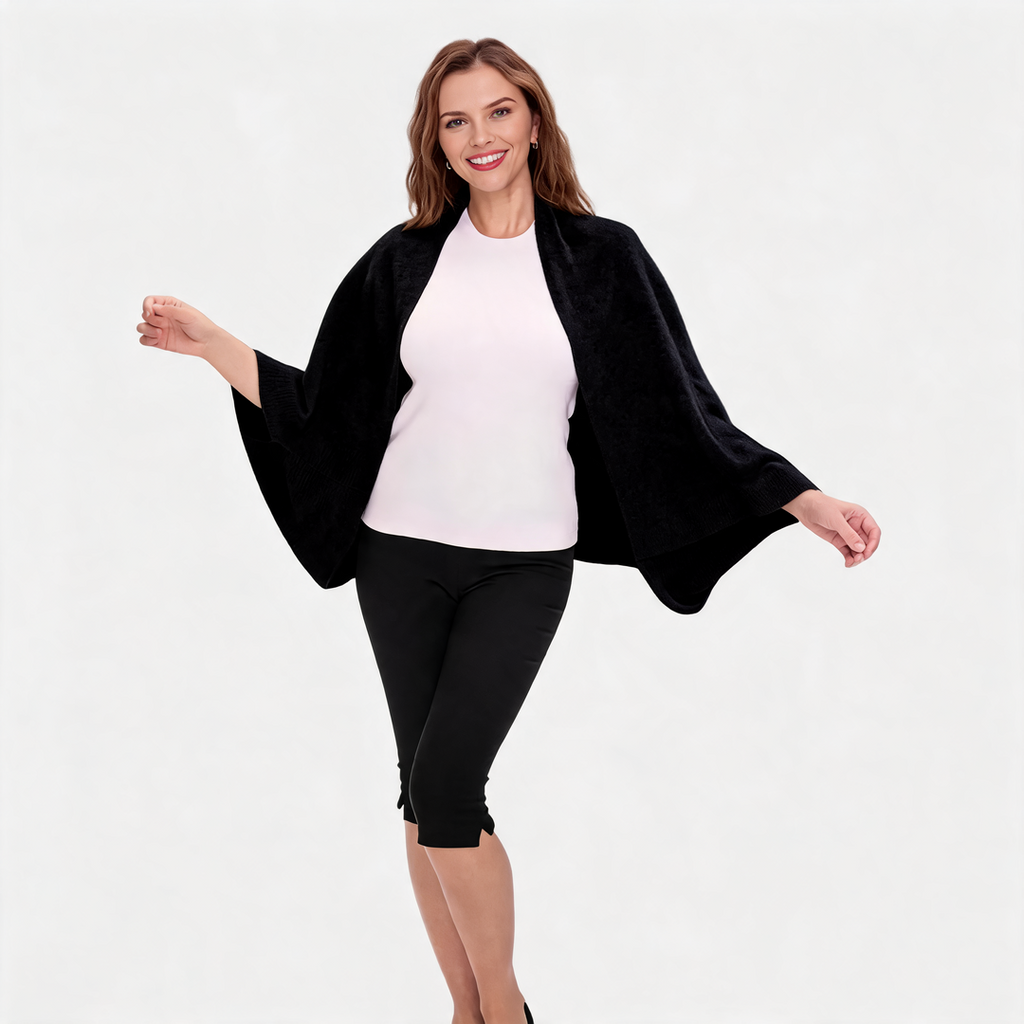 CozyDrape – 100% Merino Wool Wrap with Built-In Sleeve Openings