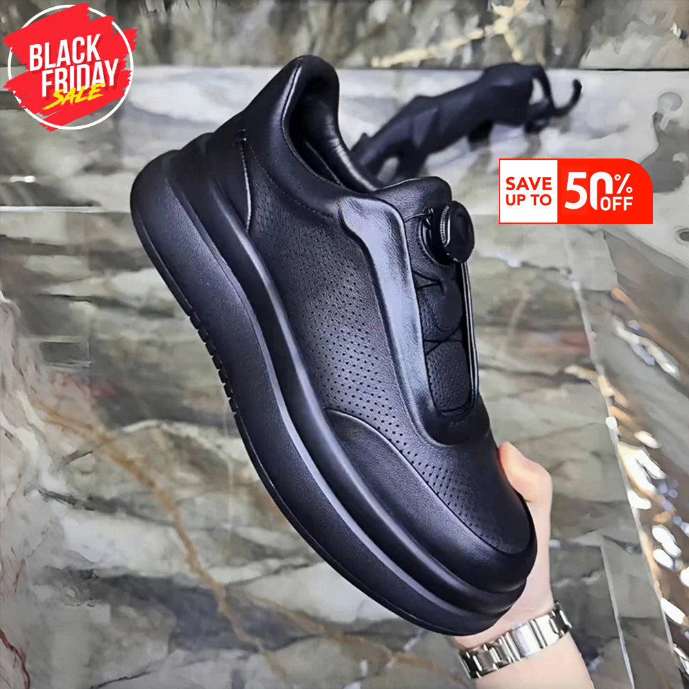 DialStride – Genuine Leather Round-Toe Casual Sneakers