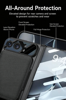 ⭐PrismFold – Magnetic Leather Wallet Stand Case with Screen Glass Film for iPhone Duo