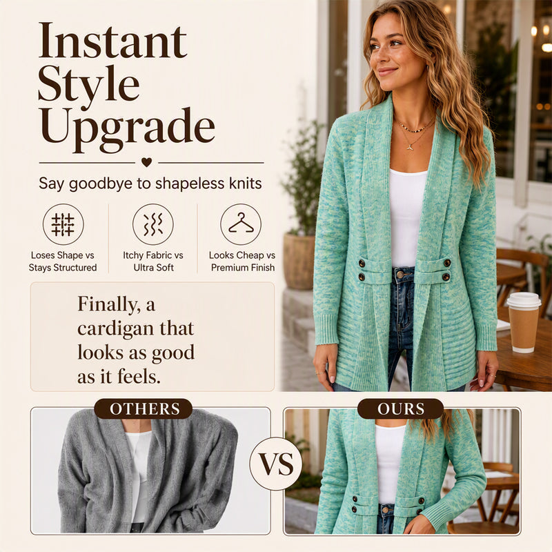 ✨KnitGrace – Women’s Double-Breasted Knit Cardigan 🤍