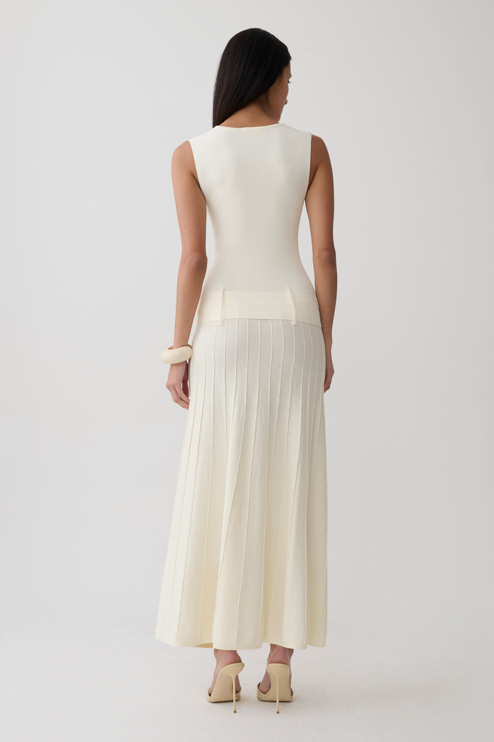 Rebena Pleated Midi Dress - Ivory #2