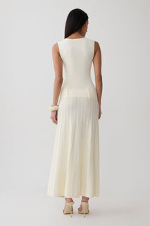 Rebena Pleated Midi Dress - Ivory #2