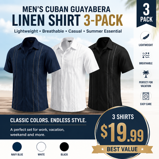 GuayaBreeze – Men's Cuban Guayabera Linen-Blend Short Sleeve Button-Down Shirt
