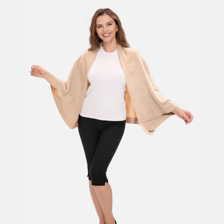 CozyDrape – 100% Merino Wool Wrap with Built-In Sleeve Openings