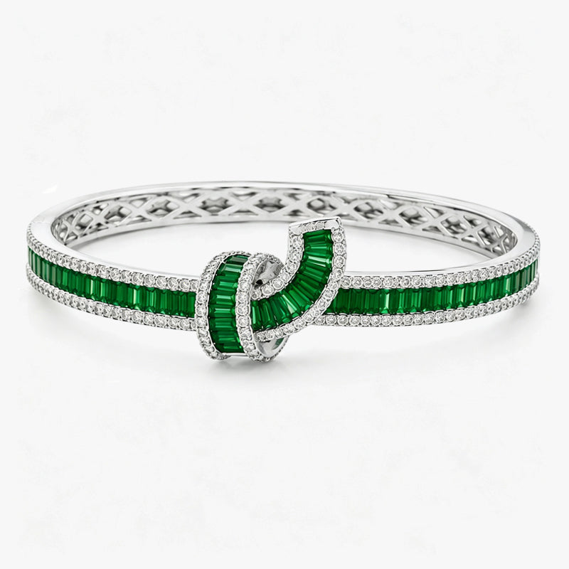 VerdeKnot – Baguette-Cut Green Sapphire Tight Knot Bracelet