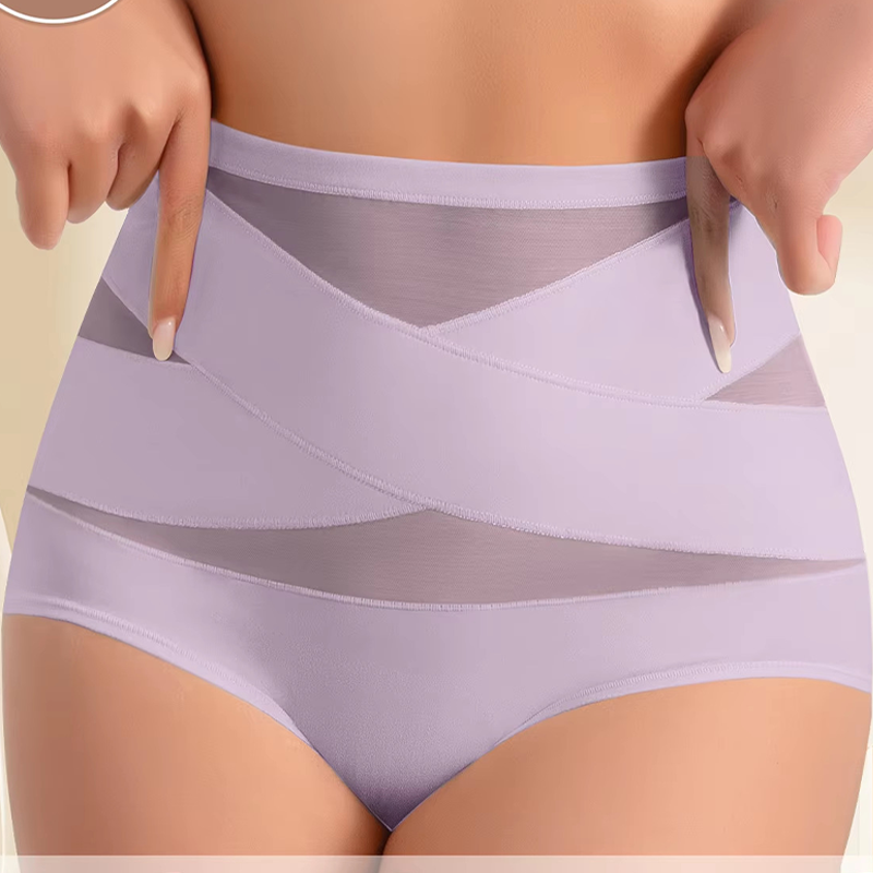 CrossSculpt Briefs – High-Waist Cross Tummy Control Panties, Plus-Size Multi-Pack