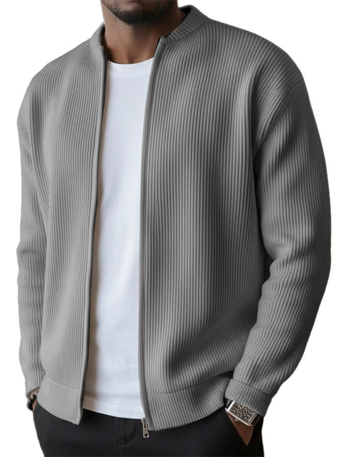 UrbanRib – Men's Ribbed Stand-Collar Zip-Up Jacket