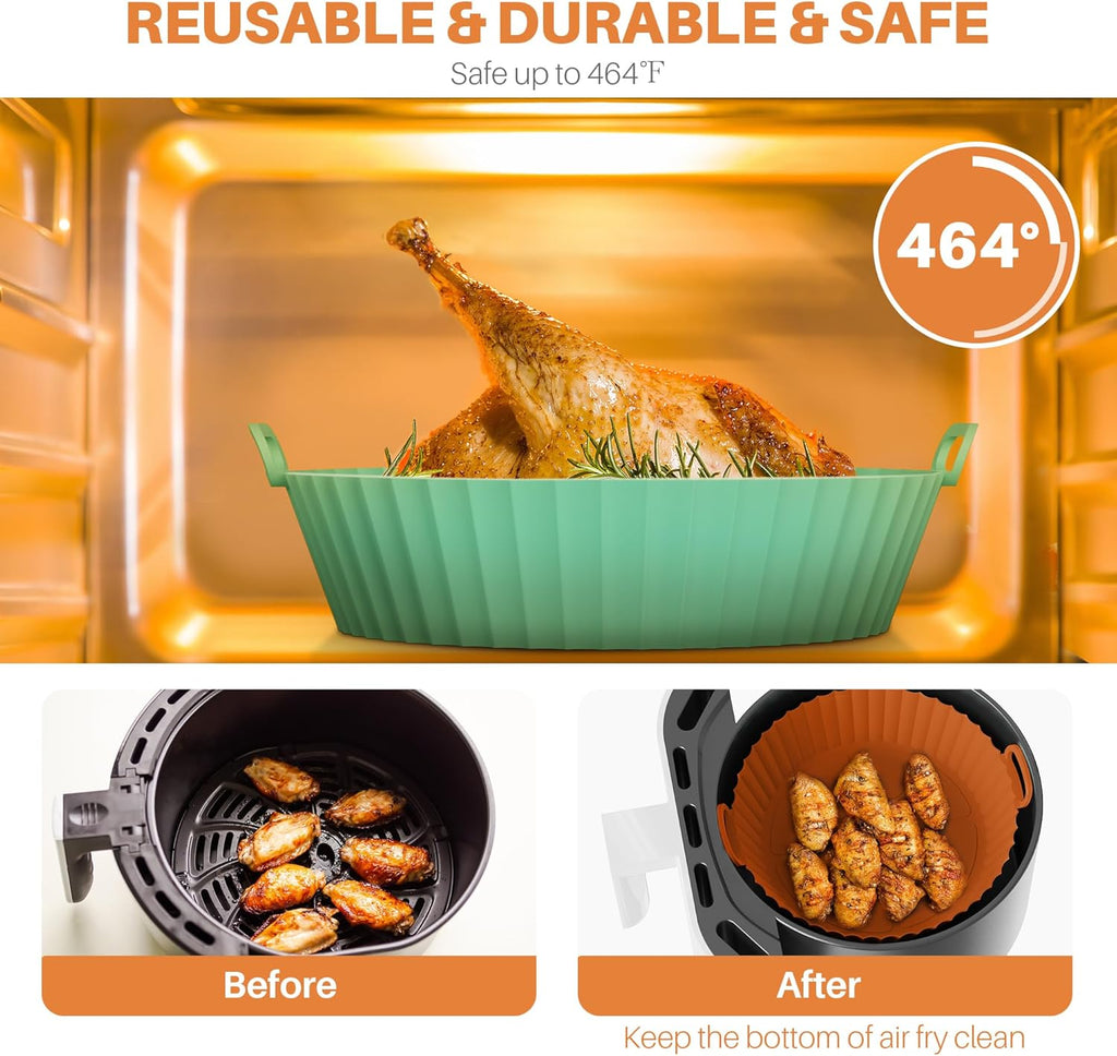 🔥 CrispNest – 6-Piece Non-Stick Silicone Air Fryer Baking Tray Set