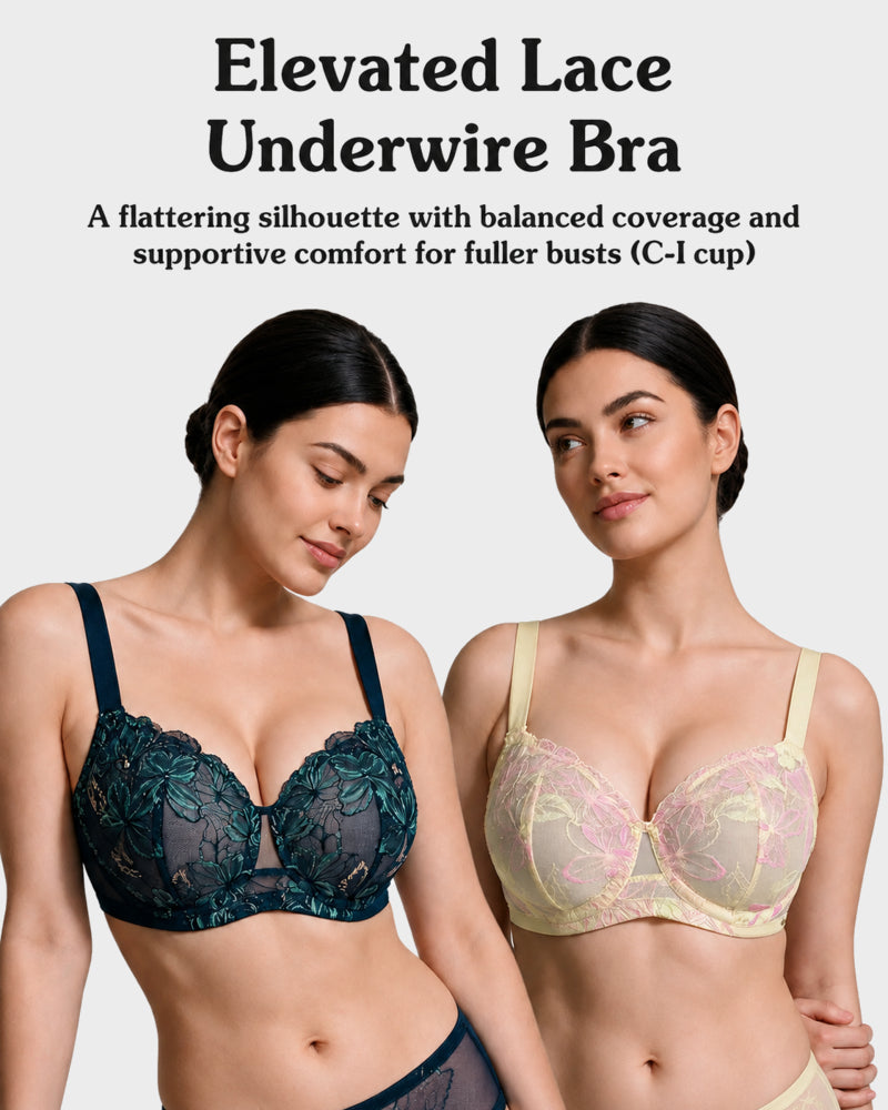 LaceBalance – Floral Lace Plus Size Unlined Minimizer Bra