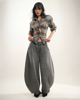 BarrelBloom – High-Rise Barrel Cut Wide-Leg Denim