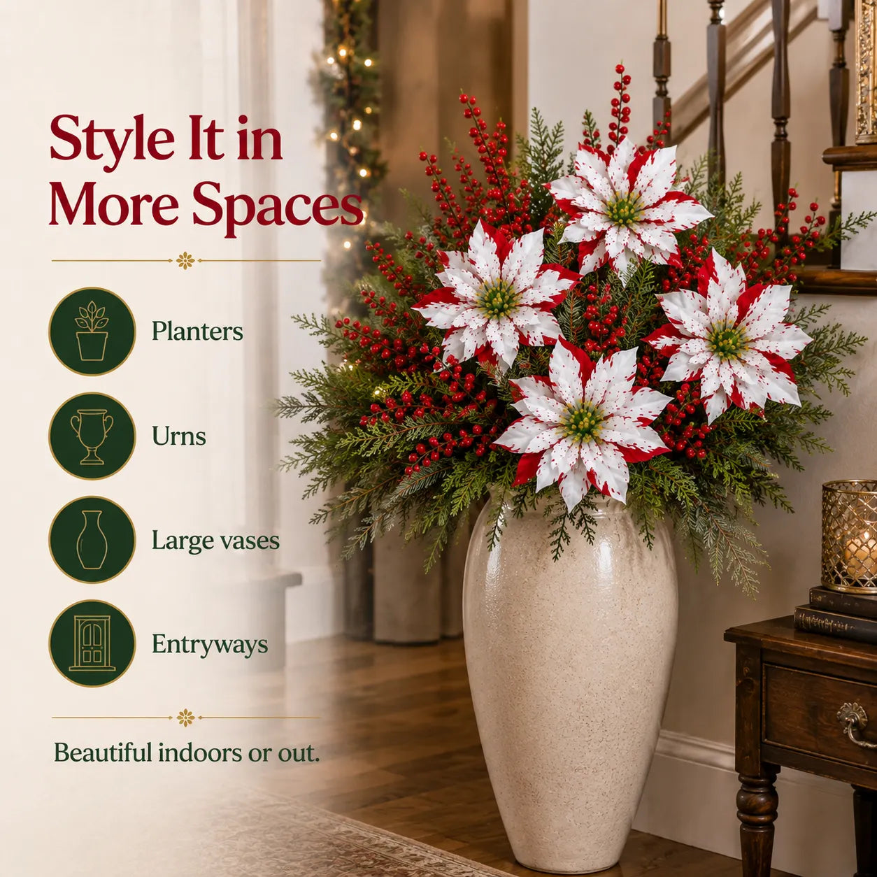 🌸 PoinsettiaGlow – Classic Red Artificial Christmas Planter Inserts