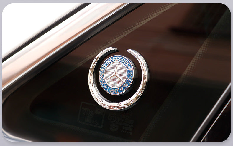 LaurelBadge – 3D Metal Window Emblem Sticker with Chrome Wreath