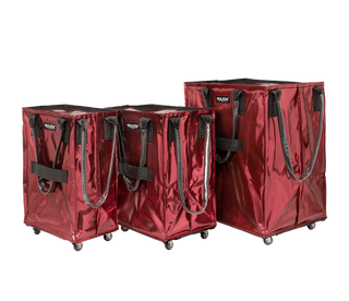 Comparison of three sizes of cosmic red tote bags