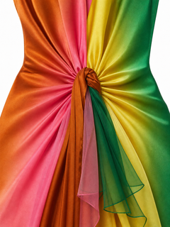 SunsetFlow – Ombre Satin Halter Maxi Dress