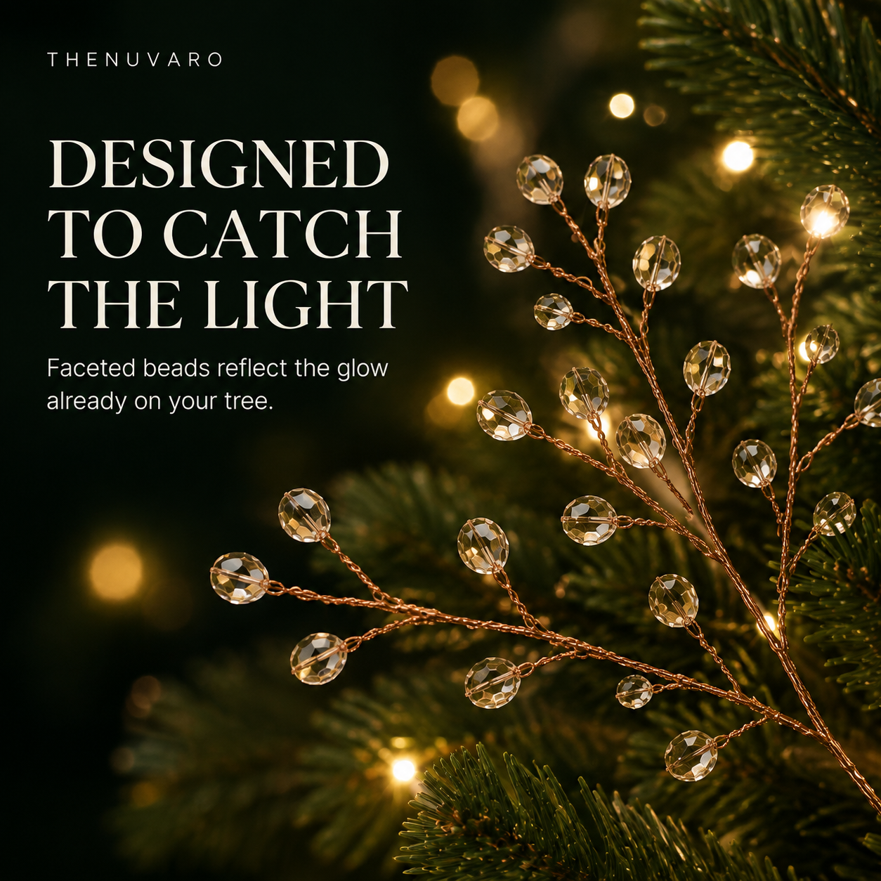 ✨ GlintSprig – Crystal Beaded Christmas Tree Branch Picks for Instant Sparkle & Fuller Holiday Décor