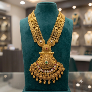 TempleRani – Gold-Tone Temple Jewellery Long Necklace with Pendant