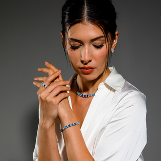 OceanBrilliance – Blue Moissanite Sterling Silver Bracelet