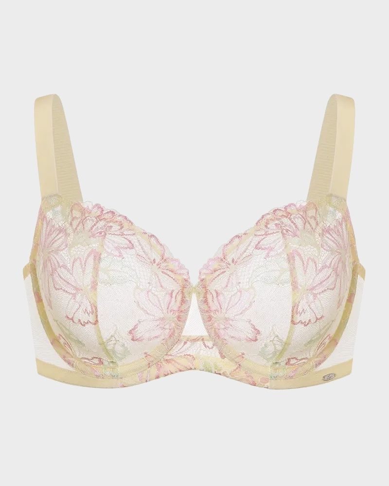 LaceBalance – Floral Lace Plus Size Unlined Minimizer Bra