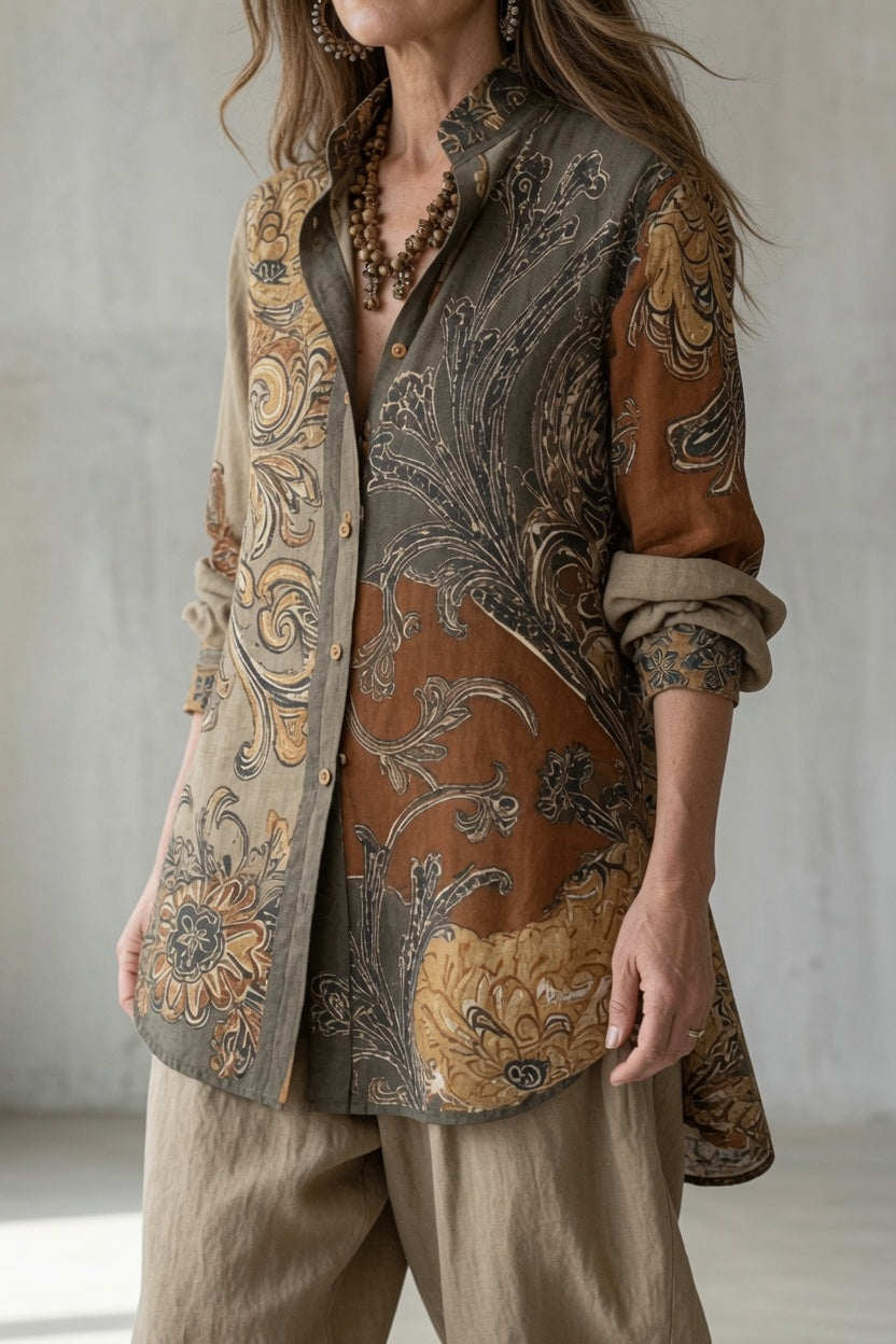NatalieDrape – Women's Vintage Paisley Shirt and Trouser Set