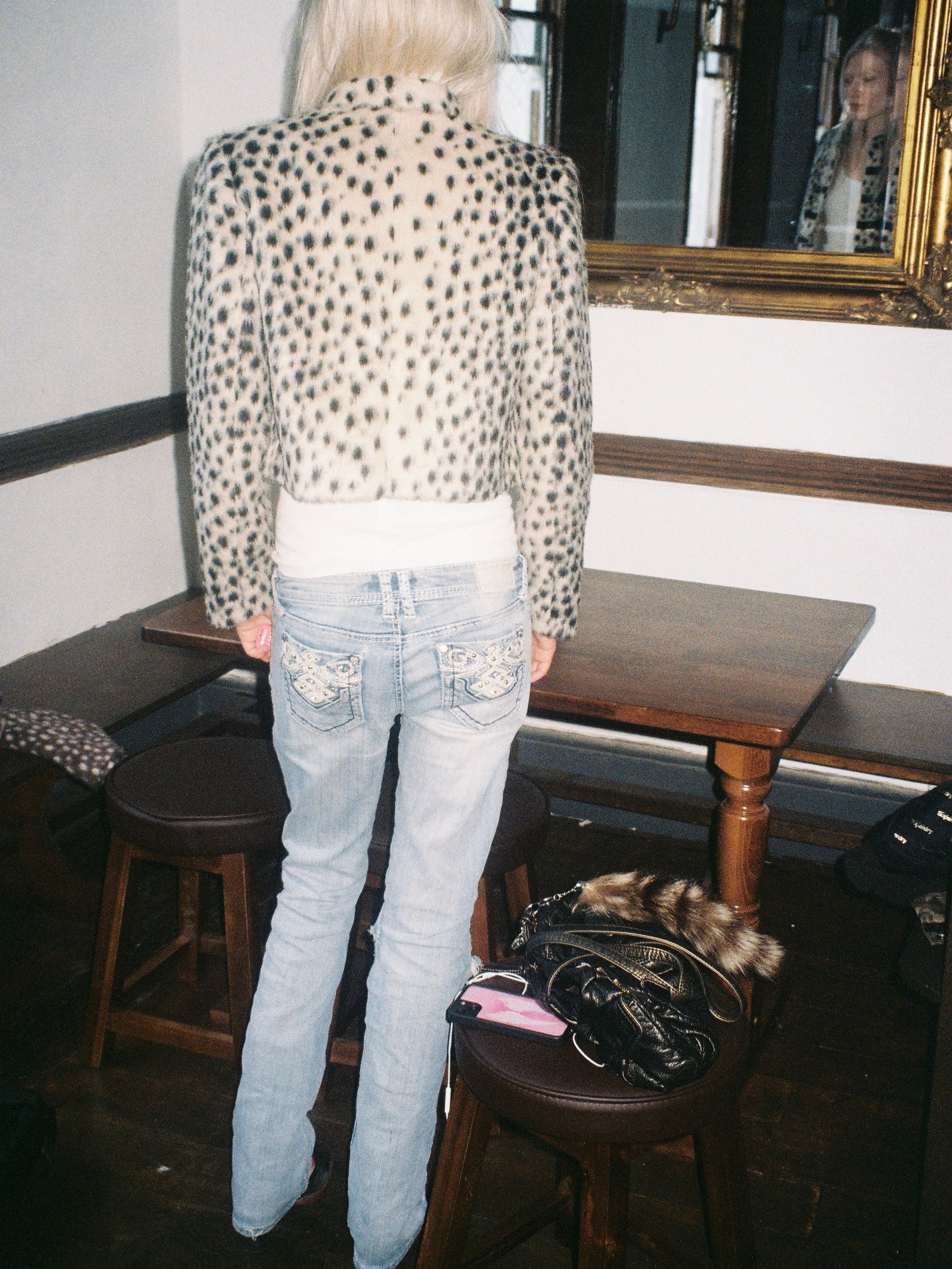 LeoFrost – Snow Leopard Faux Fur Cropped Military Jacket