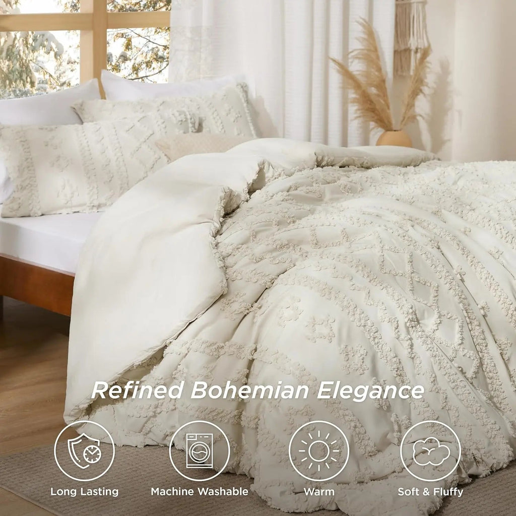 BohoCloud – Tufted Boho Comforter Set with Pillow Shams