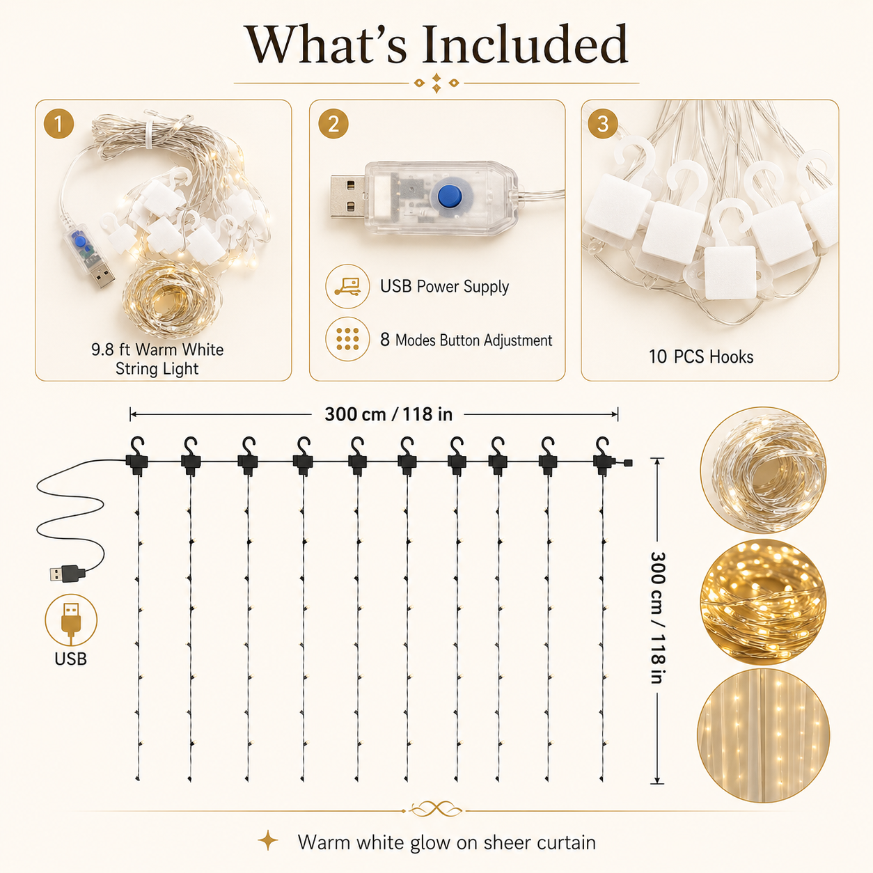 DreamGlow – Tulle Curtain Lights Set