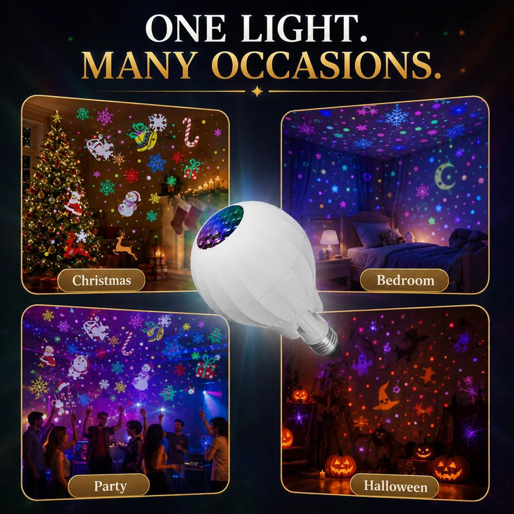 FestiveSpin – 🎄🎅💡 Rotating Christmas Projector Bulb